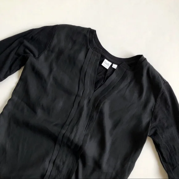TWIK XS Black Long Sleeve Mixed Fabric Pleated Top - Picture 4 of 15